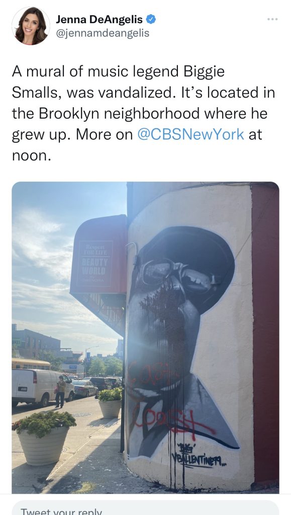The Notorious B.I.G mural in Brooklyn vandalized 