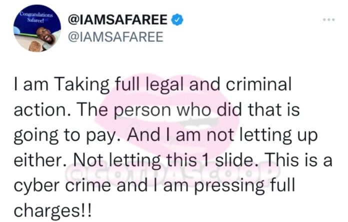 Safaree taking legal action against person who leaked his tape