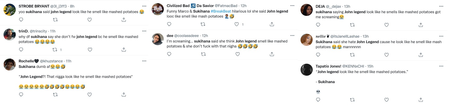 Sukihana says John Legend smells like mashed potatoes