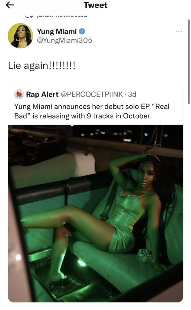 Yung Miami denies that she’s releasing a solo EP