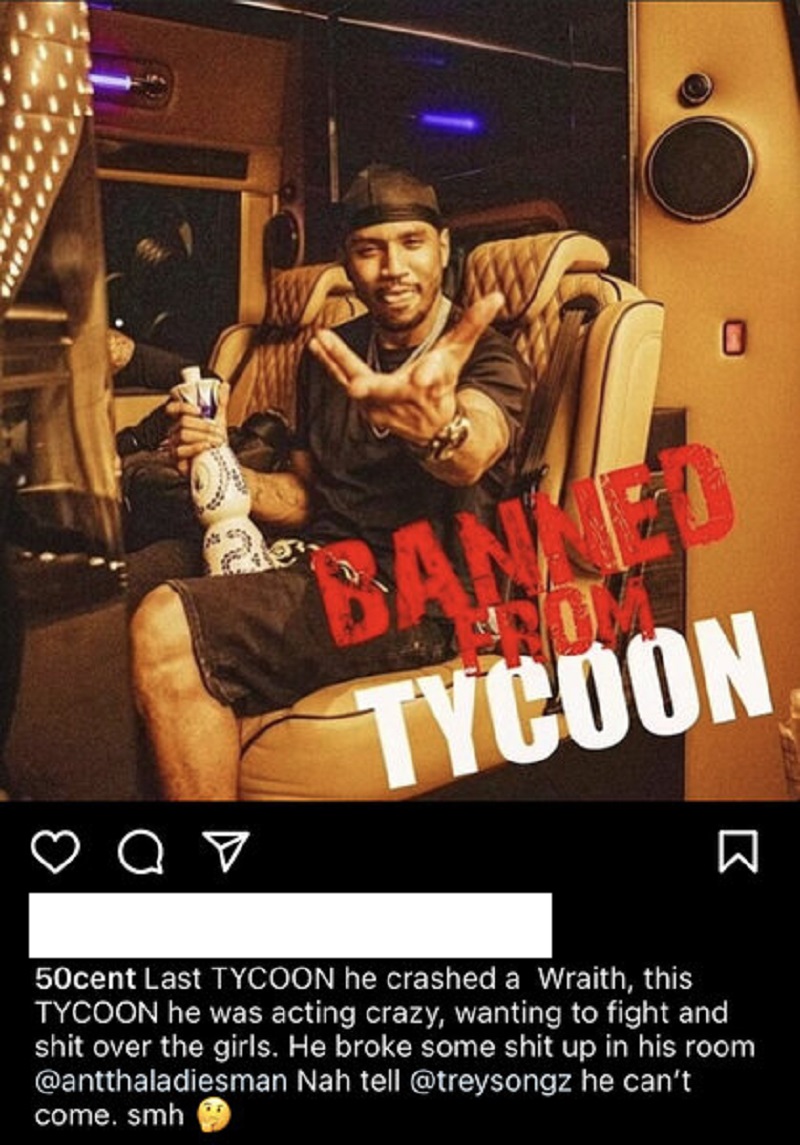 50 Cent reveals he banned Trey Songz from Tycoon event