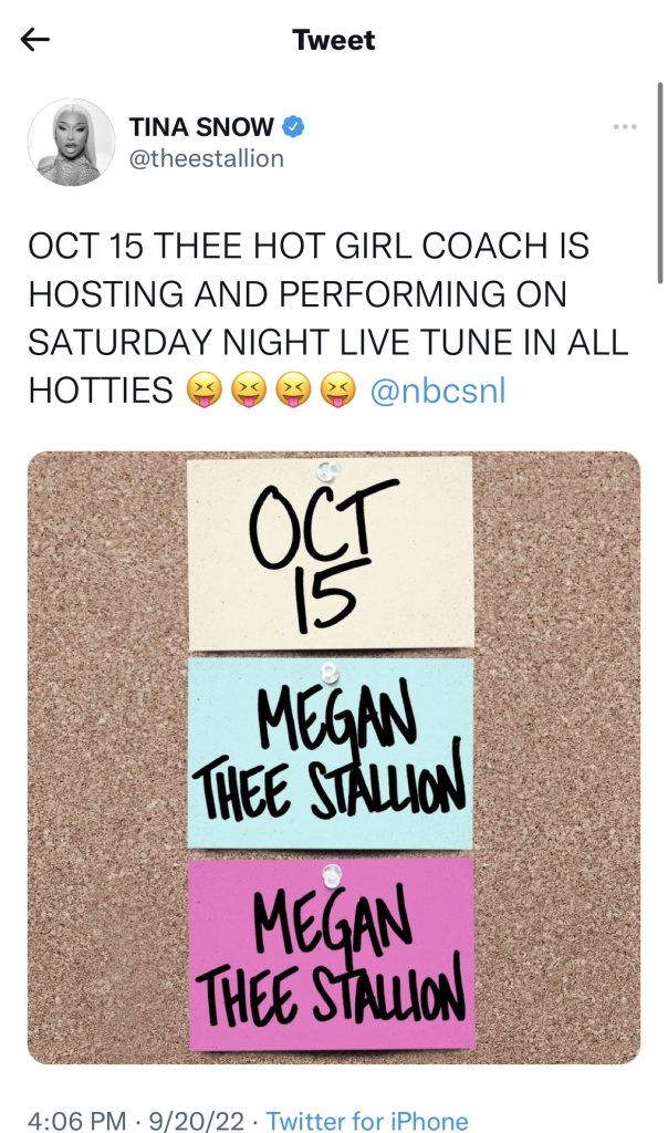 Megan Thee Stallion to host and perform on “SNL”