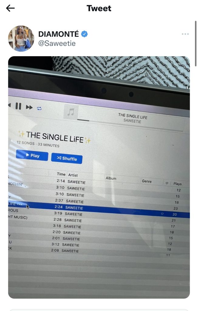 Saweetie is working on “The Single Life” project