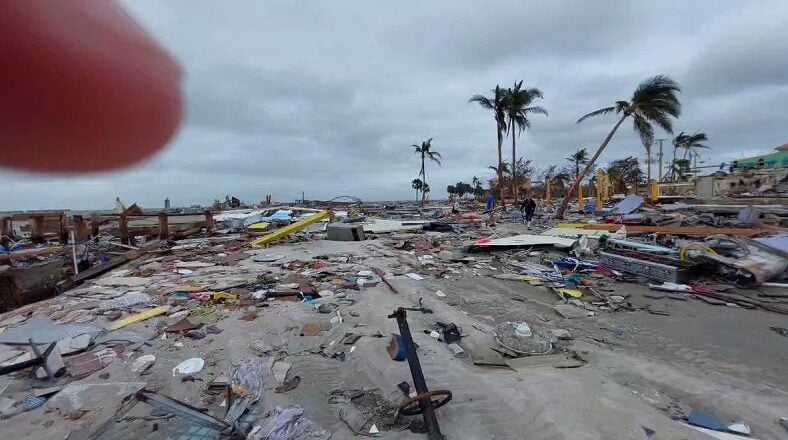Fort Myers Beach Time Square destroyed by Hurricane Ian