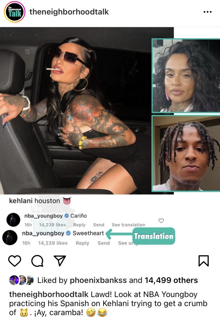 NBA Youngboy flirts with Kehlani on Instagram 
