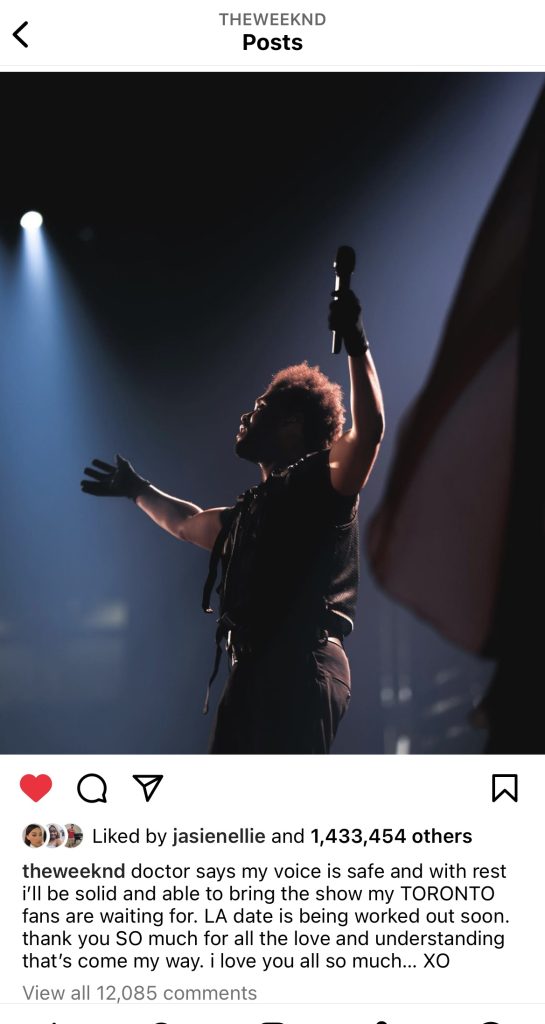 The Weeknd says his voice is now safe and can perform 