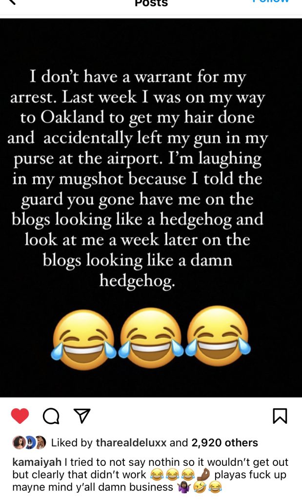 Kamaiyah arrested after carrying loaded gun at airport