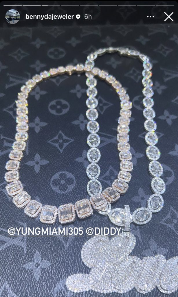 Diddy gets Yung Miami iced out "Love" chain 