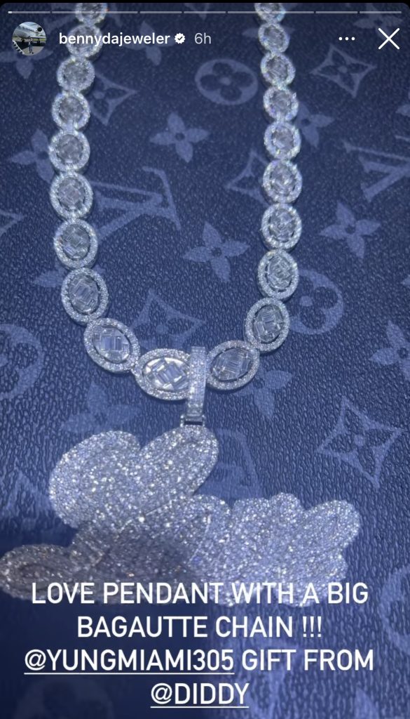 Diddy gets Yung Miami iced out "Love" chain 
