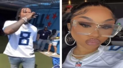 Moneybagg Yo and Ari Fletcher go to Tennessee Titans game.