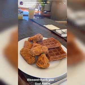 Natalie Nunn posts her food at Roscoe's after PnB Rock passed