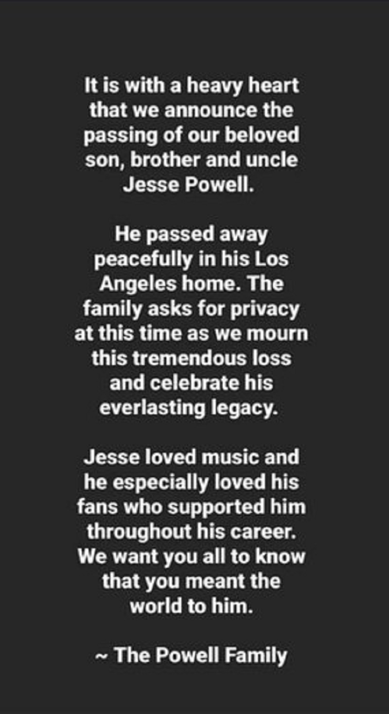 R&B singer Jesse Powell has passed away according to his sister