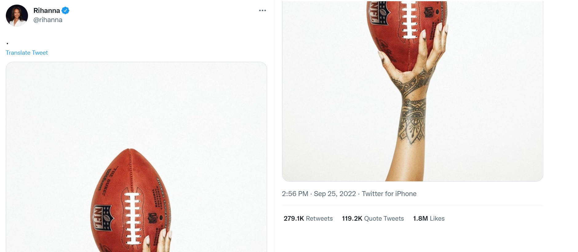 Rihanna gets 2 million likes on Super Bowl announcement