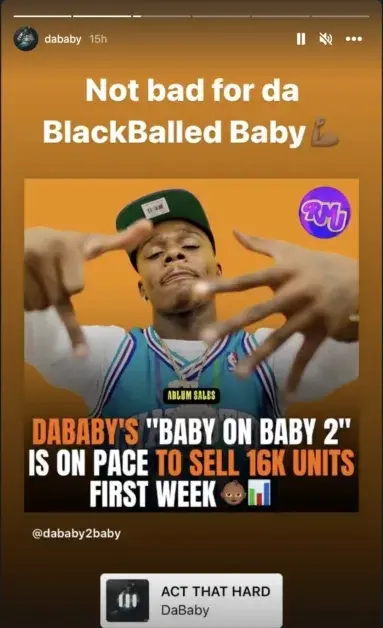 DaBaby says he's being blackballed 