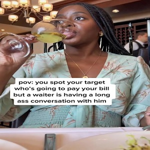 Woman goes to expensive restaurants to get men to pay her bill
