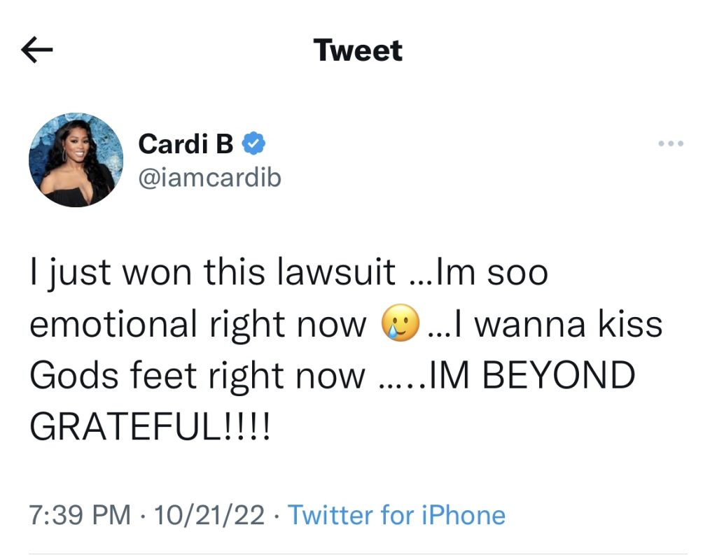 Cardi B wins lawsuit after being sued for mixtape cover 