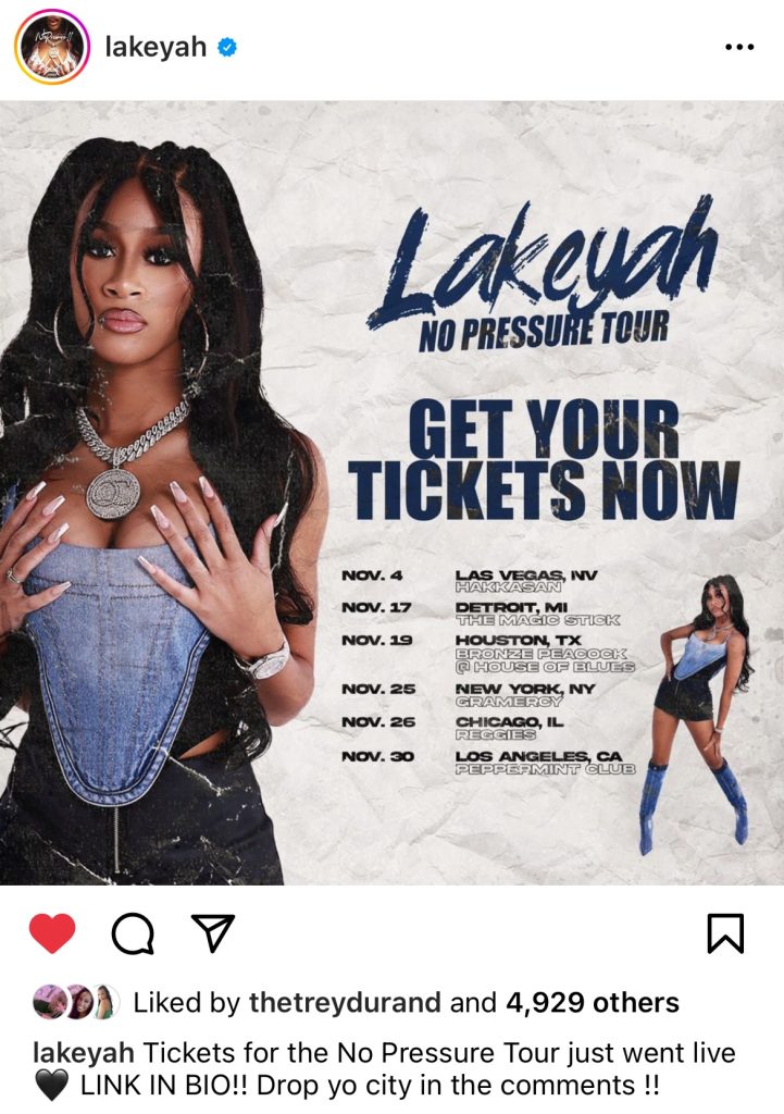 Lakeyah announces dates for “No Pressure” Tour 