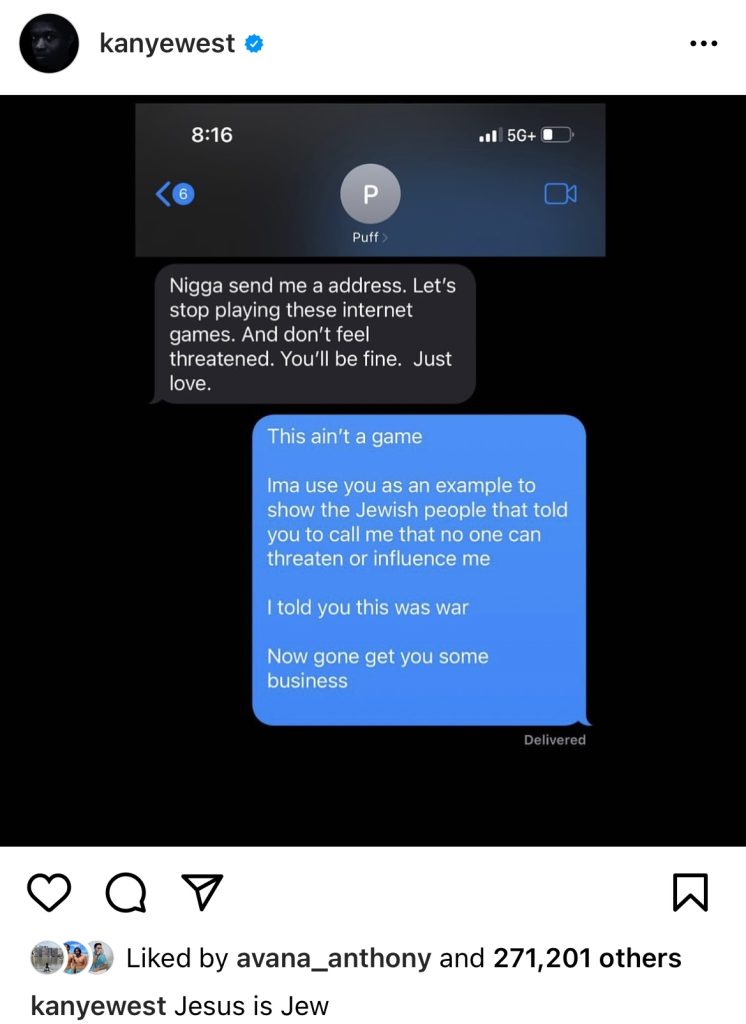 Kanye West posts heated text messages sent to Diddy