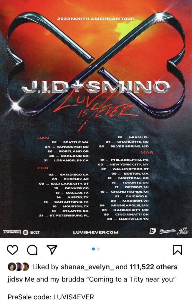 JID and Smino announce "Love Is 4Ever" Tour