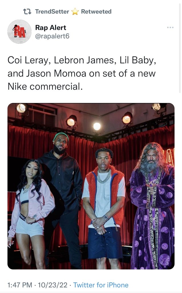 Coi Leray, LeBron James, Lil Baby, and Jason Mamoa