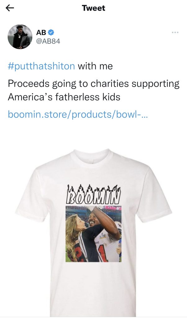 Antonio Brown sells shirts of him with Tom Brady's wife 