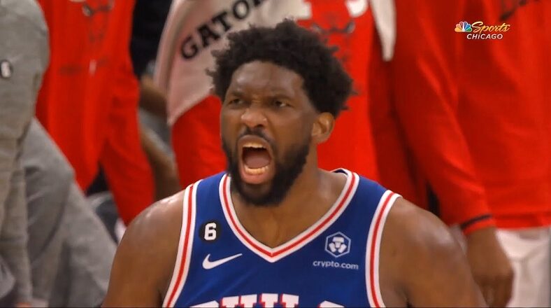 Joel Embiid hits game winner vs Chicago Bulls and celebrates