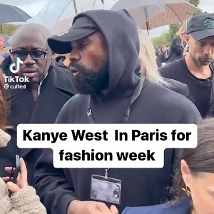 Kanye West's face looks bruised at Paris Fashion Week