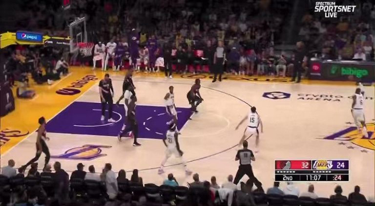 LeBron James airballs three pointer from the logo