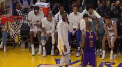LeBron jokes with Draymond midgame as Iguodala makes gesture
