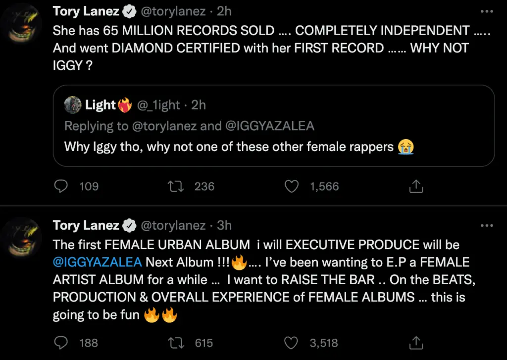 Tory Lanez says executive producing Iggy Azalea's new album 
