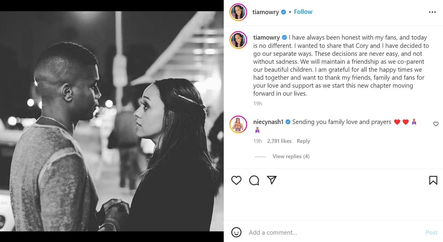 Tia Mowry speaks on filing for divorce from Cory Hardrict