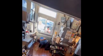Female McDonalds employees fight in front of customers