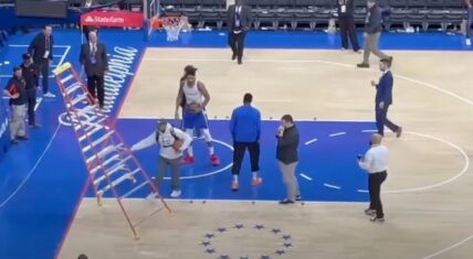 Giannis throws ladder down so he can shoot free throws