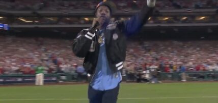 Meek Mill performs at World Series in Philadelphia