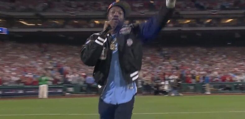 Meek Mill performs at World Series in Philadelphia