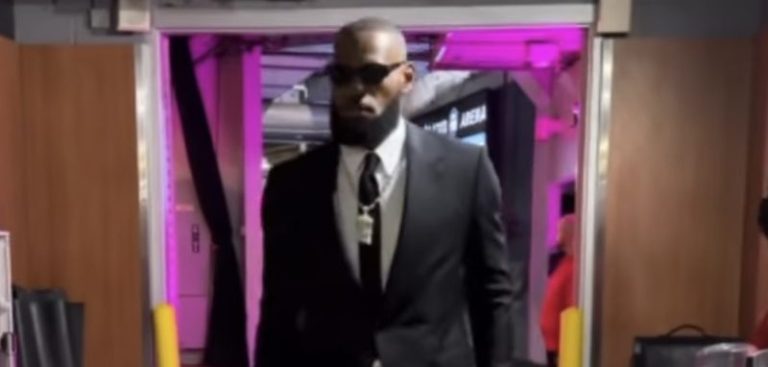 LeBron James wears black suit and Jesus piece for Takeoff tribute