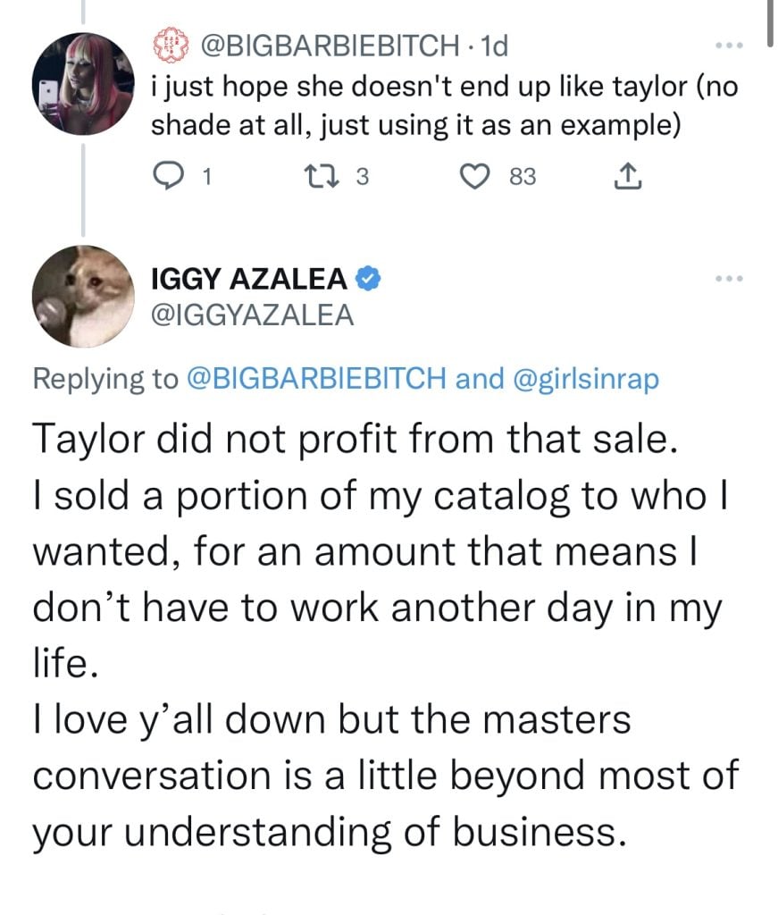 Iggy Azalea says 8-figure catalog deal has her financially set for life