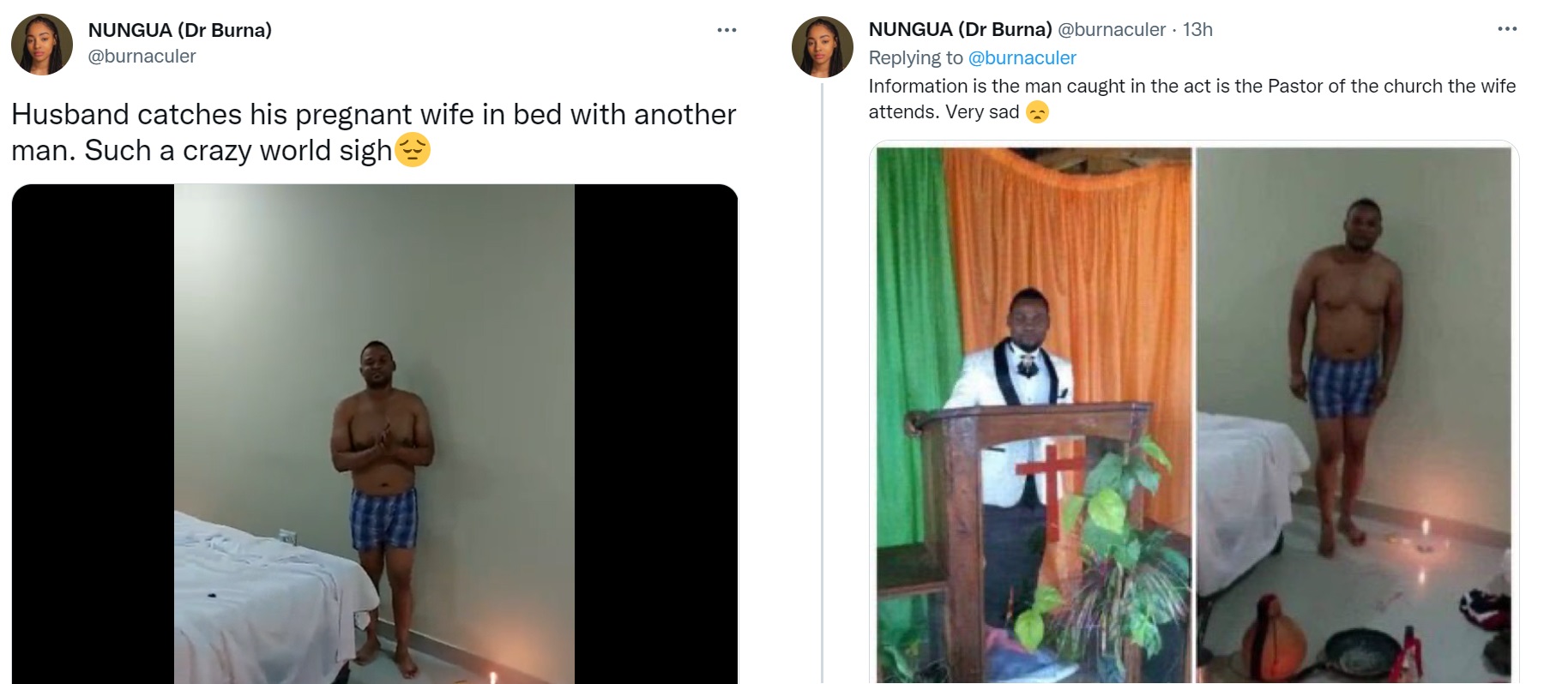 Man catches his pregnant wife cheating on him with their pastor
