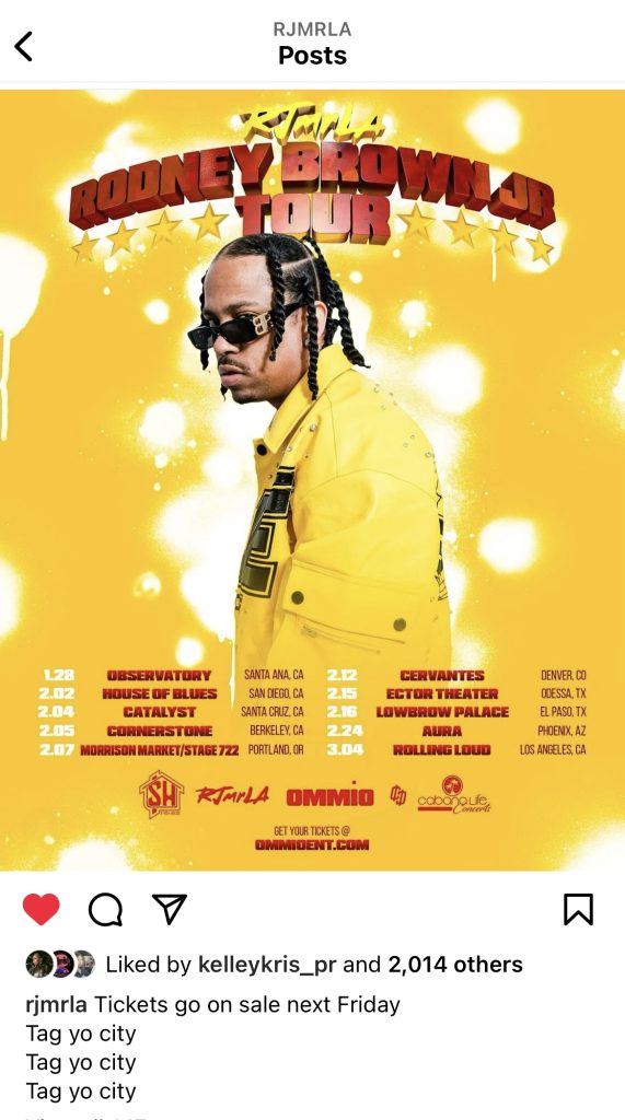 RJmrLA announces “Rodney Brown Jr” Tour coming in January 