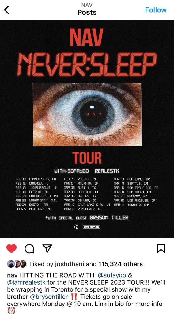 Nav announces "Never Sleep Tour"