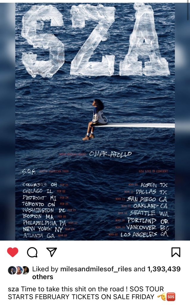 SZA announces dates and cities for "SOS" North American Tour