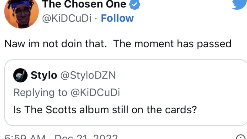 Kid Cudi shuts down possible Travis Scott collab albumĀ