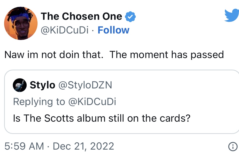 Kid Cudi shuts down possible Travis Scott collab album 