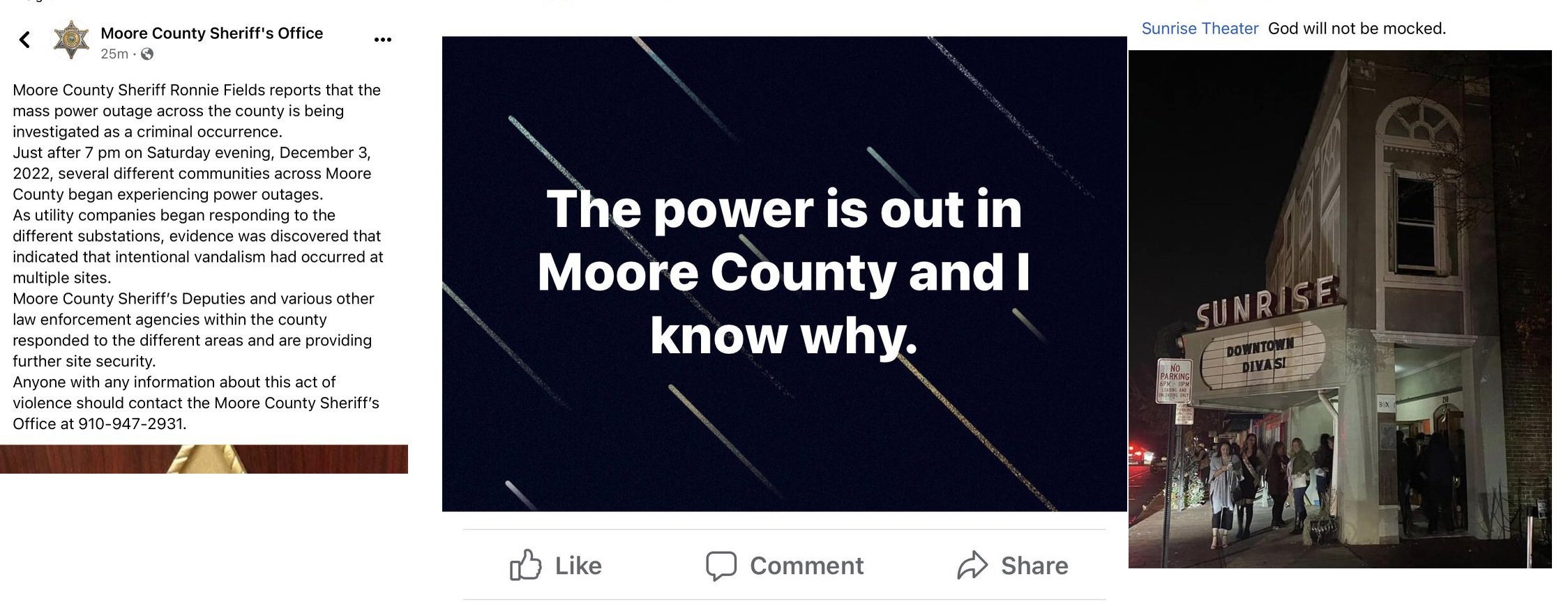 Moore County NC left without power after substations were shot up