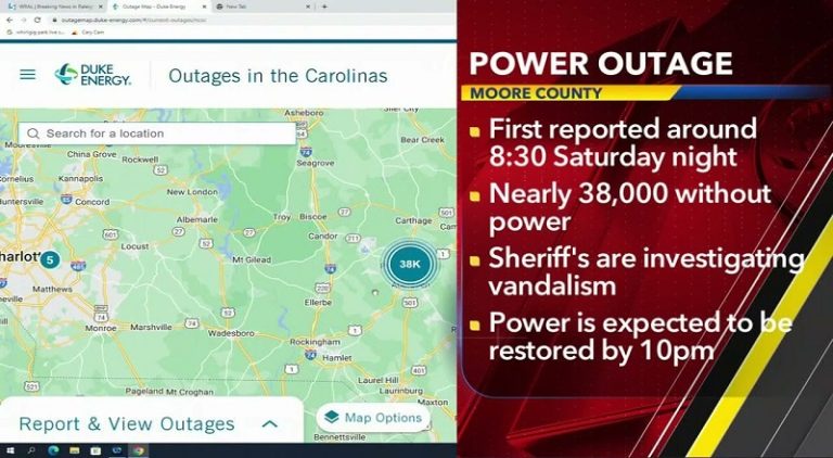 Moore County NC left without power after substations were shot up