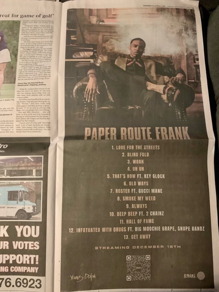 Young Dolph's Paper Route Frank album track listing released