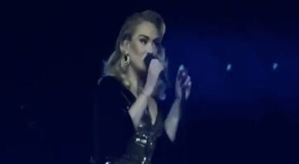 Adele on stage wishing Megan Thee Stallion a Merry Christmas at her Las Vegas Residency concert