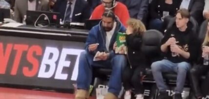 Drake and Adonis appear at Hornets-Raptors game