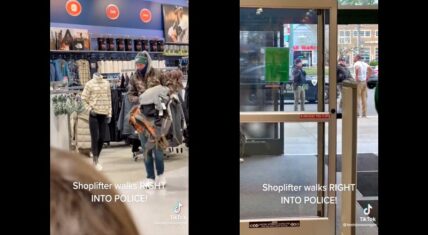 Shoplifter walks right into police after stealing clothes from store