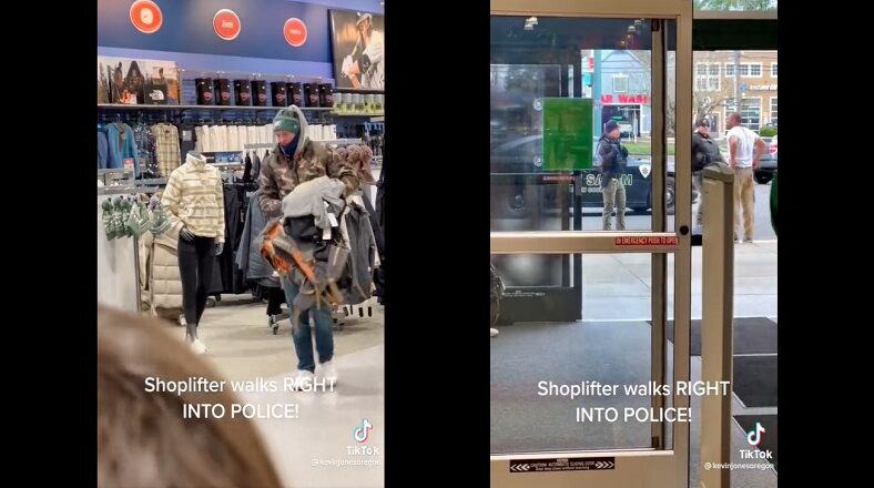 Shoplifter walks right into police after stealing clothes from store